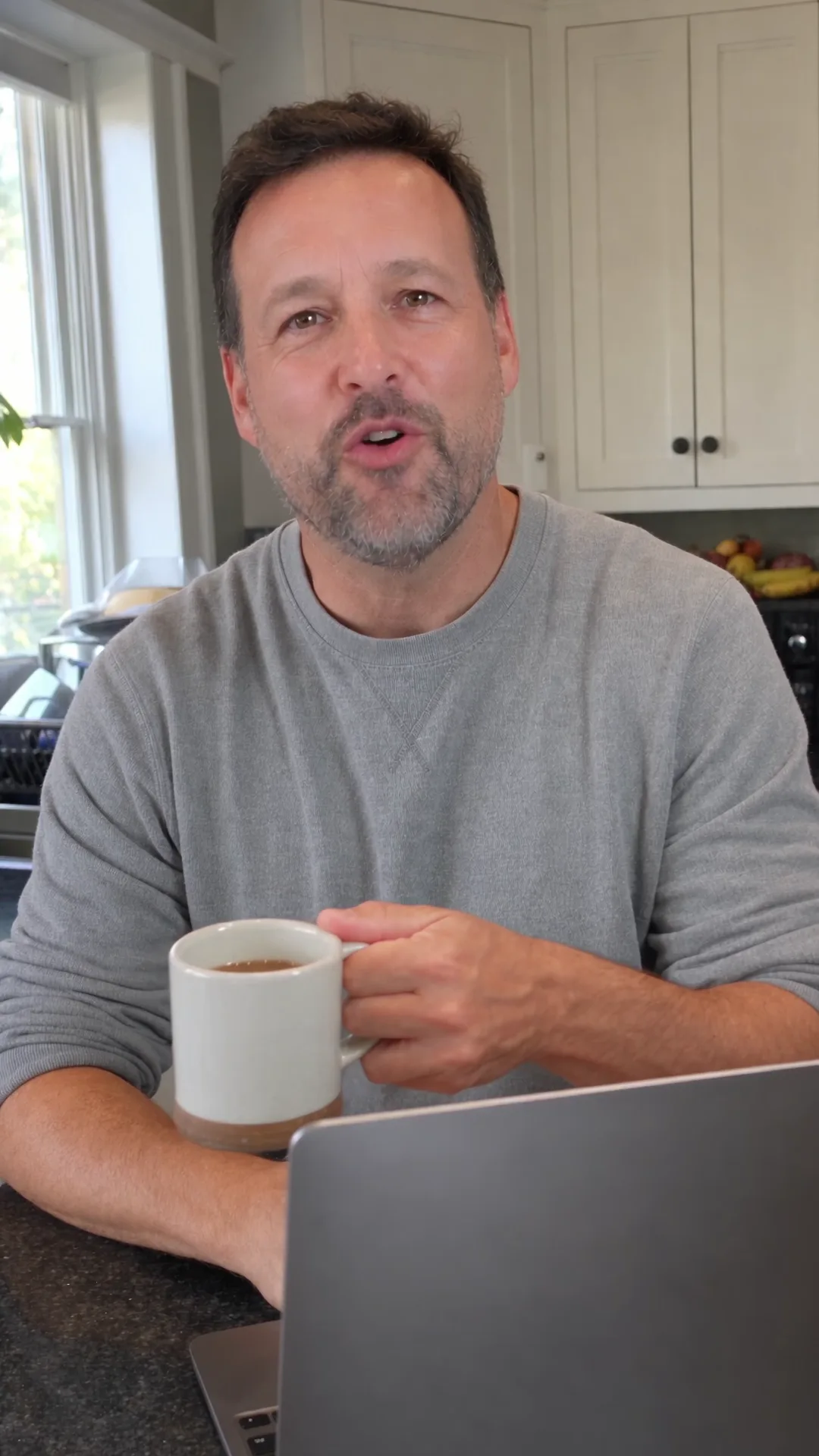 A presenter talks to camera in a portrait clip, the same saved character an image render would use.